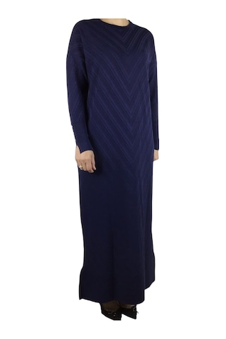 Kadın Düşük Kol Desenli Triko Elbise Elbise3 Lacivert