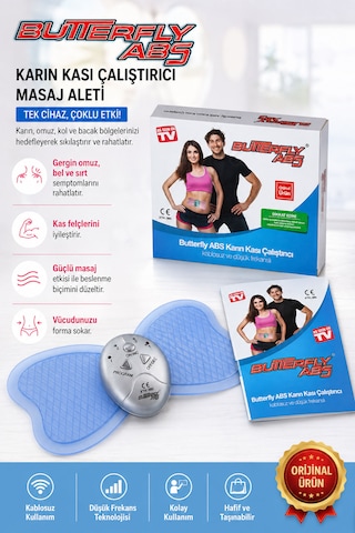 Butterfly Abs Elektro Kas Karın Kası Çalıştırıcı Masaj Aleti Mavi