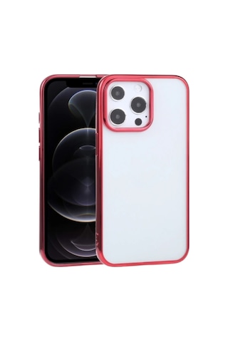Apple iPhone Uyumlu 13 Pro 6.1inç Lazer Kaplama Renkli Kenar Şeffaf Kılıf- 5775 Siyah