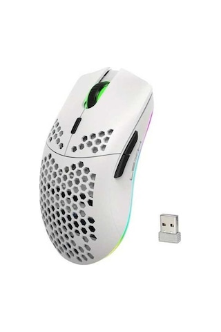 Besthome1 24g Kablosuz Rgb Faren, Sarj Edilebilir Pil, Petek Tasarım Beyaz Usb Fare, Sağ El İçin Rahatlık Diğer