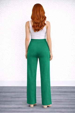 Neden Tekstil Beli Lastikli Bol Paça Polyester Pantolon - Koyu Yeşil