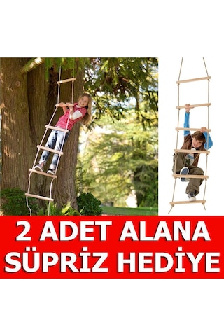 Ahşap Basamaklı İp Merdiven Halatlı Tırmanma Merdiveni Oyuncak