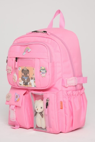 Kawaii Kore Tarzı Okul Çantası Aksesuarlı Kız Çocuk Çantası Pembe