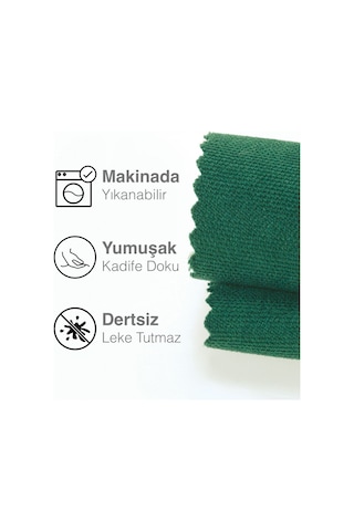 Kadife Dokulu Zümrüt Yeşili Rengi Daily Series Runner 40 X 140 Zümrüt Yeşili