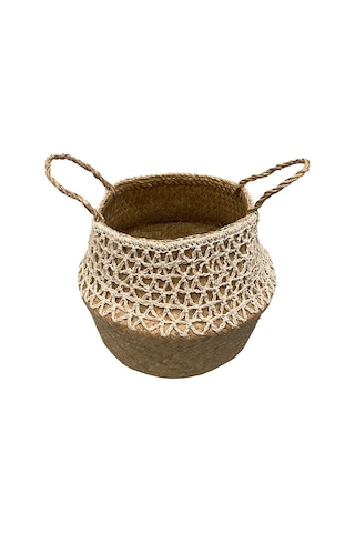Koçtaş Dantel Detaylı Hasır Sepet 35 x 35 x 28 CM Bej