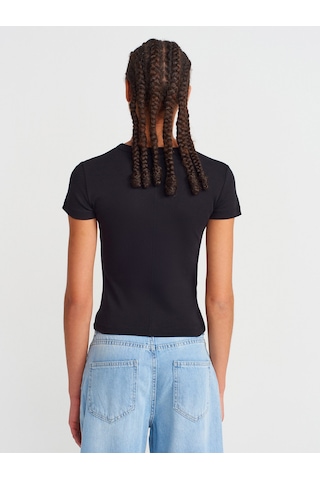 Dilvin 31673 V Yaka T-shirt-siyah Siyah