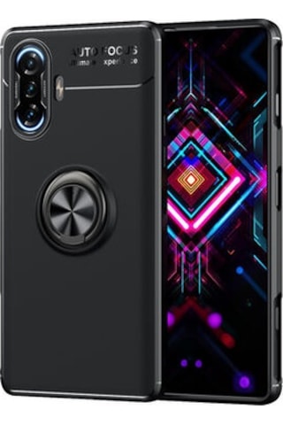 Redmi K40 Gaming Kılıf Yüzüklü Sağlam Esnek Ringo Silikon Kapak Siyah