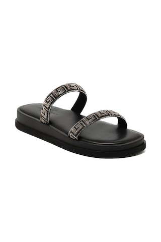 19 Black Terlik Kadın 26261 Myconian 2025 Greek Sandal Siyah
