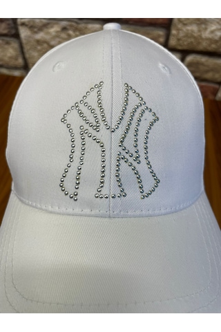 Hamze Ny Yankees New York Detaylı Beyzbol Gabardin Cap Şapka Beyaz