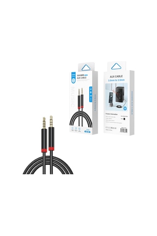 Ekılıf - Aux Audio Kablo 3.5mm 3m Au-708 Örgü Tasarımlı Aux Audio Kablo 3.5mm 3m - Beyaz - T37801 Beyaz
