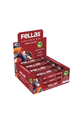 Kırmızı Meyveli Kuruyemiş Bar 30g x12 Adet
