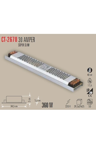 Cata Ct-2578 30 Amper 12 Volt Slim Şerit Led Trafosu (321611457)