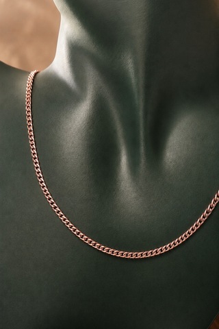 Sertifikalı 316l Çelik Premium Rose Altın Kaplama Yassı Gurmet Zincir Kadın Kolye