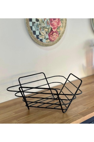 Üçgen Sepet, Meyve Sepeti, Ekmek Sepeti, Modern Tel Sepet Siyah