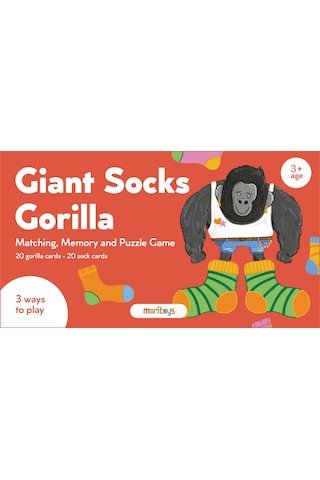 Moritoys Giant Socks Gorilla - 40 Kartlı Hafıza, Eşleştirme Ve Puzzle Oyunu