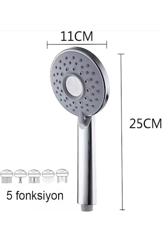 Euromix Masajlı 5 Fonksiyonlu El Duş Başlığı Tekbaşlık Krom - Parlak