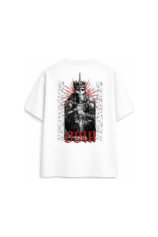 Yolo Street Oversize Beyaz Tişört Erkek Odin İskandinav Tanrı Baskılı %100 Pamuk Premium Streetwear Beyaz