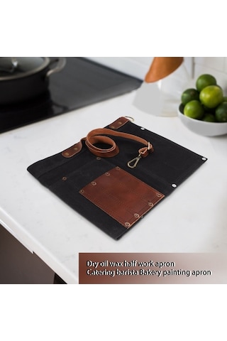 Ulzyvf Yarım Tuval Siyah Siyah Önlük Önlük Kadınlar İçin Gerçek Deri Çok Cepli Kg Siyah