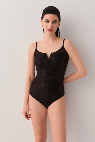 Suwen Sirius Tül Detaylı Mayo Sb25760012012 Siyah