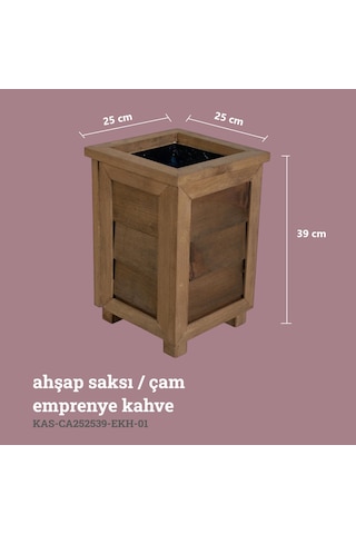Kaf Ahşap Dekoratif Ahşap Saksı- Yüksek / Emprenye Kahve