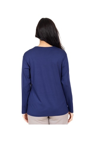 Yeni Sezon Kadın Orta Yaş Ve Üzeri Viskoz Lazer Baskı İşlemeli Lüks Anne Penye Bluz 23350-indigo İndigo