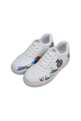 Kadın Vegan Deri Beyaz Sneakers - Warner Bros Tweety Love Tasarım Çok Renkli