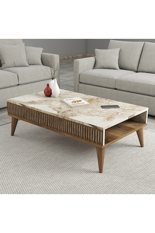 Variant Milan 3'Lü Salon Takımı - Ceviz - Beyaz Mermer