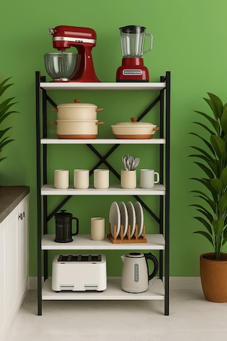 5 Raflı Mutfak Banyo Ofis Organizatorü - Beyaz Beyaz