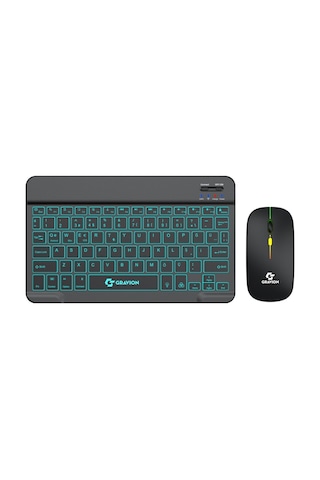 Gravion Km-bt35 Bluetooth Klavye Mouse Set Siyah Şarj Edilebilir Optik