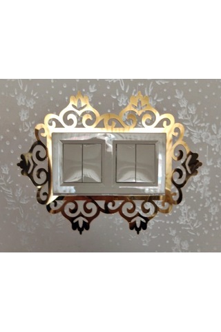 Priz Kenarı için Dekoratif Priz Çerçevesi Priz Süsü Gold-Pleksi-Ikili