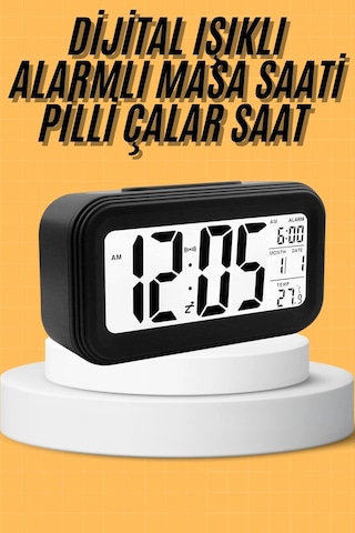 Hubrendy Tekno Dijital Masa Saati Takvim Çalar Saat Alarmlı Işıklı Led Ekran Pilli 16063626