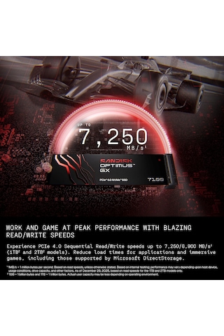 Sandısk 1 Tb Optimus Gx 7100 Nvme Ssd - Pcıe Gen 4, M.2 2280, 7.250 Mb/s'ye Kadar Okuma Hızı
