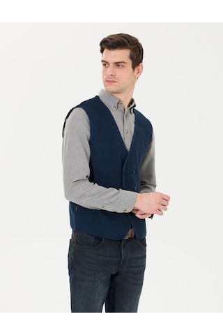 Pierre Cardin Erkek Lacivert Melanj Triko Yelek 50263176-vr120 Lacivert