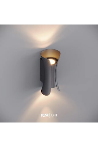 FoneLight Butterfly 22 cm Antrasit Alüminyum LED Duvar Apliği IP65 Dış Mekan Bahçe Balkon Teras Villa Cephe Aydınlatması 3000K