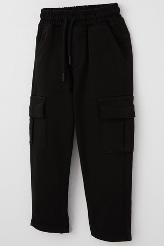 Breeze Erkek Çocuk Pantolon Kargo Cepli Beli Lastikli 1.5-5 Yaş, Siyah Siyah