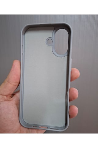 Apple Uyumlu iPhone 17 Logolu İçi Kadife Silikon Lansman Kılıf Gri