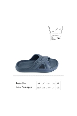 Gezer Kadın Yazlık Eva Islak Zemine Uygun Ev Bahçe Banyo Terlik Lacivert
