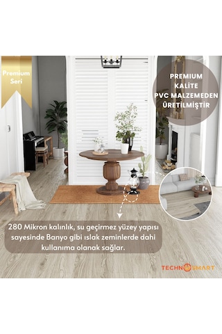 Technosmart 60 500cm Kendinden Yapışkanlı Parke Görünümlü Premium Zemin Duvar Kağıdı Dolap Kaplama Krem