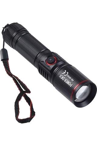 Powerdex Pd-8900 Taktik Şarjlı Avcı Feneri 2000 Metre Menzili Siyah