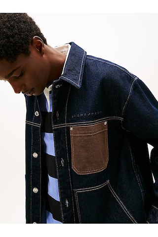 Tommy Hilfiger Chore Jacket Ext Eı6050 Erkek Mavi Denim Ceket - Dm0dm22419