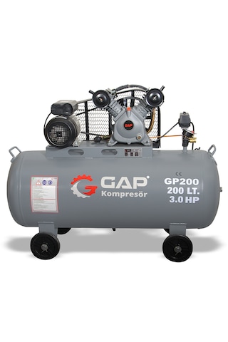 Gap Kompresör GP200  Pistonlu 200 L 2 Kafa 8 Bar Hava Kompresörü