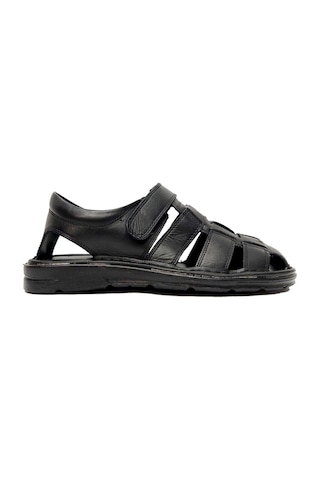 Moda Ayakkabı 0453 Siyah Deri Erkek Sandalet
