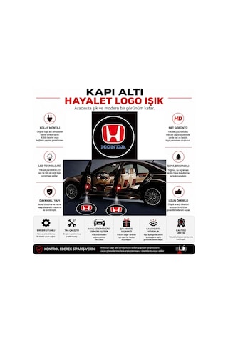Honda Civic Fd7 2012 2013 Uyumlu Araca Özel Kapı Altı Led 3 Boyutlu Logo Lazer Işık Geçmeli Mod 2