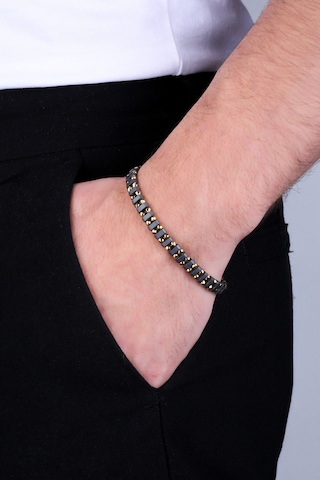 Ares Hematit Taşlı Oksit Kaplama 21 Cm Gümüş Erkek Bileklik Oksitli