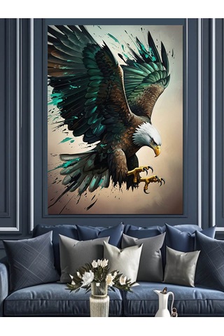 Ahşap Tablo Uçan Kartal Yağlı Boya