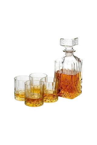 Homeplaceeu Viski Ve Şarap Dekantör Seti, 900 Ml, 4 Viski Bardağı, 230 Ml, Hediye Kutusunda Çok Renkli