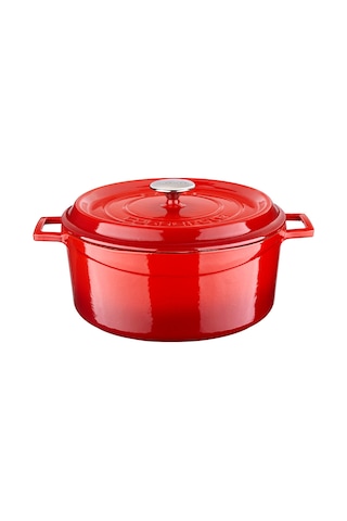 Lava Döküm Trendy Kapak Yuvarlak Kırmızı Tencere Ø 28 cm.