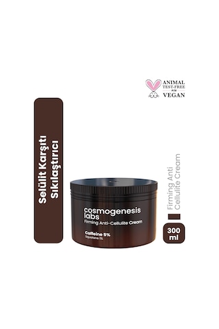 Cosmogenesis Labs %5 Kafein İçeren Selülit Kremi 300 ml - Sıkılaştırıcı Bölgesel İncelme Sağlayan Çatlak Karşıtı Vegan