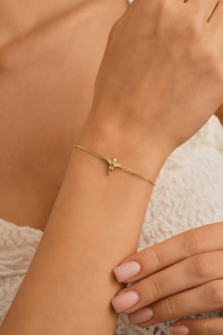 Sefa Gold 14 Ayar Altın Melek Bileklik Sarı - Beyaz Altın