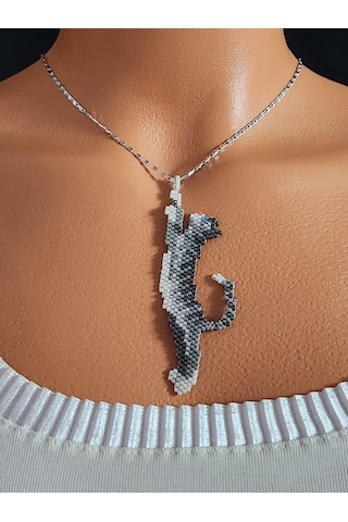 Harmel Jewelry Miyuki Gri Kedi Kolye Gri